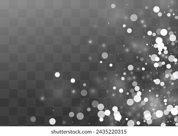 Light Snowfall Vector Transparent Background. Christmas Snowflake Banner. White Falling Holiday. Fantasy Snow Wallpaper.