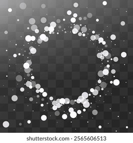 Light Snowfall Vector Transparent Background. Sky Blizzard Illustration. White Christmas Wallpaper. Magic Snow Design.