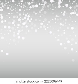 Light Snowflake Vector Silver Background. Holiday Snowfall Banner. Winter Christmas Texture. Falling Snow Design.
