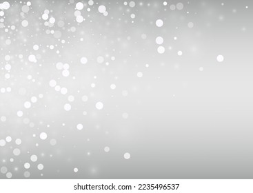 Light Snowflake Vector Silver Background. Holiday Snowfall Backdrop. Gray Sky Texture. Christmas Blizzard Illustration.