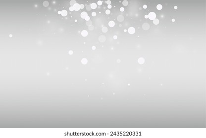 Light Snowflake Vector Silver Background. Falling Snowfall Illustration. Winter Sky Design. New Blizzard Holiday.