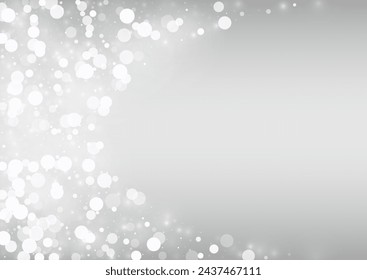 Light Snowflake Vector Silver Background. Abstract Snow Wallpaper. Gray Christmas Pattern. Magic Blizzard Transparent.
