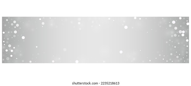 Light Snowflake Vector Silver Panoramic Background. Xmas Blizzard Backdrop. Gray Falling Illustration. Fantasy Snow Holiday.