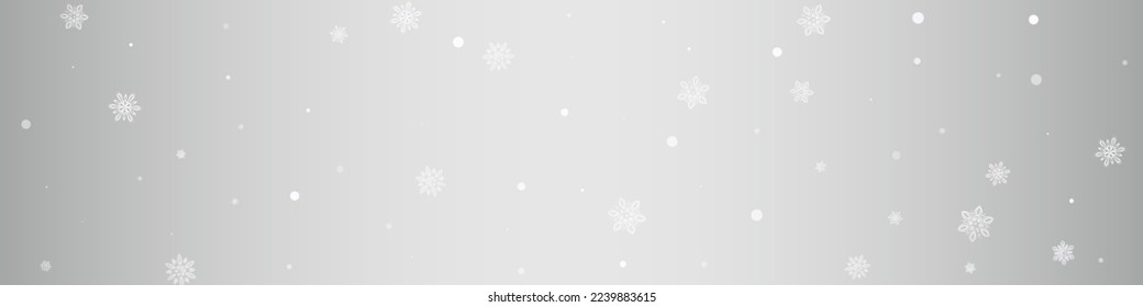 Fondo Panorámico De Plata Vector De Snowflake Claro. Fondo de nieve de vacaciones. Textura Gris Caída. Vacaciones mágicas en Blizzard.
