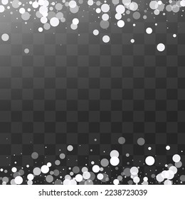 Light Snowflake Vector Transparent Background. Sky Blizzard Illustration. Gray Falling Texture. Abstract Snow Backdrop.