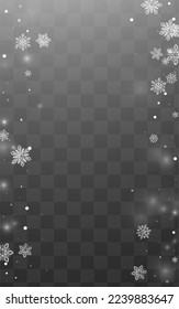 Light Snowflake Vector Transparent Background. Falling Blizzard Illustration. Gray Magic Wallpaper. Sky Snow Pattern.