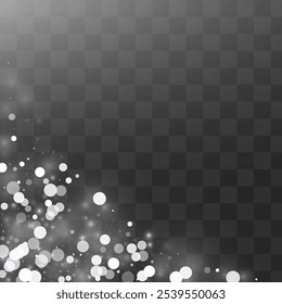 Light Snowflake Vector Transparent Background. New Snow Banner. Gray Falling Illustration. Christmas Blizzard Texture.