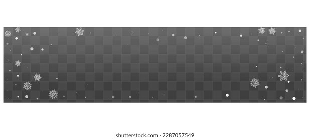 Light Snowflake Vector Transparent Panoramic Background. New Blizzard Texture. Gray Falling Wallpaper. Holiday Snowfall Illustration.