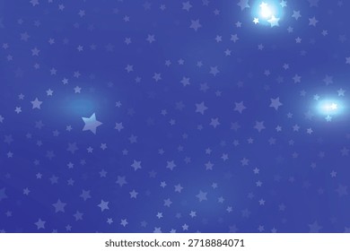Flocos de neve claros sobre fundo azul. Ano Novo. Ilustração vetorial