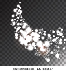 light and snowflakes vector illustration isolated on transparent background