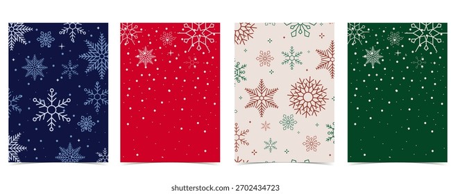 Light snowy snowfall wallpaper with snowflake for holiday vertical red green background