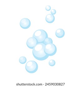 Light soap bubbles flying in air isolated on white background.