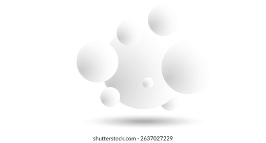 Light and soft 3D defocused spheres vector abstract background, relaxing ambient theme with white balls in levitation, atmospheric wallpaper.