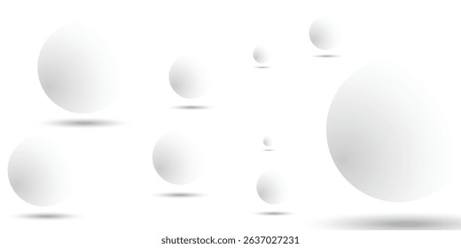 Light and soft 3D defocused spheres vector abstract background, relaxing ambient theme with white balls in levitation, atmospheric wallpaper.