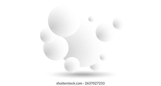 Light and soft 3D defocused spheres vector abstract background, relaxing ambient theme with white balls in levitation, atmospheric wallpaper.