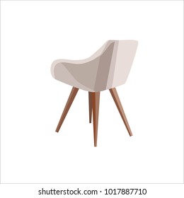 Light soft armchair. Beige chair. Furniture for interior. Isolated vector object.