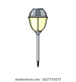 light solar powered garden lamp cartoon. energy outdoor, led sustainable, rechargeable efficient light solar powered garden lamp sign. isolated symbol vector illustration