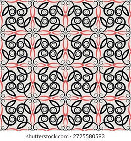 Light, sophisticated, ornate seamless pattern. Overlapping art forms, stripes, polygons, segments are grouped and arranged in a certain order. Vector. 