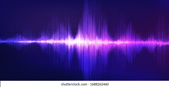 Light Sound Wave on Purple Background,Technology Wave concept,design for music studio and science,Vector Illustration.