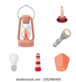 Light source cartoon icons in set collection for design. Light and equipment vector symbol stock web illustration.