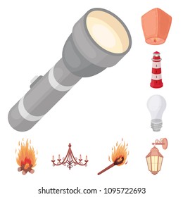 Light source cartoon icons in set collection for design. Light and equipment vector symbol stock web illustration.