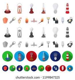 Light source cartoon icons in set collection for design. Light and equipment vector symbol stock web illustration.