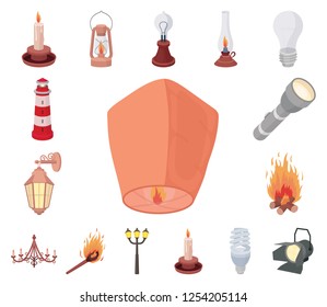 Light source cartoon icons in set collection for design. Light and equipment vector symbol stock web illustration.