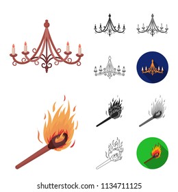 Light source cartoon,black,flat,monochrome,outline icons in set collection for design. Light and equipment vector symbol stock web illustration.