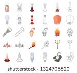 Light source cartoon,outline icons in set collection for design. Light and equipment vector symbol stock web illustration.