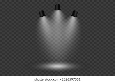 Light source, concert lighting, spotlights. On a transparent background.