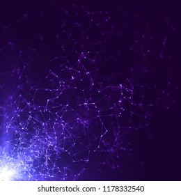 light source and connected lines. suitable for technology, data and blockchain themes.