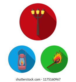 Light source flat icons in set collection for design. Light and equipment vector symbol stock web illustration.