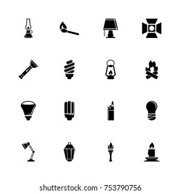 Light Source icons - Expand to any size - Change to any colour. Flat Vector Icons - Black Illustration on White Background.