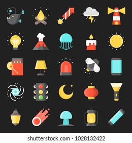 Light source from nature and surrounding, flat icon, pixel perfect