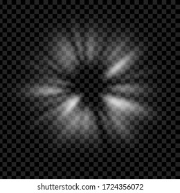 Light source, rays. The sun, the star. Transparent background, vector design, EPS10.