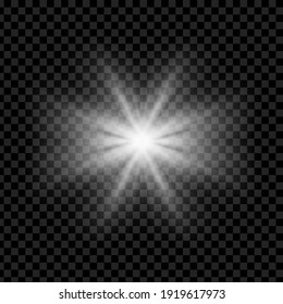 Light source, rays. The sun, the star. Transparent background, vector design.
