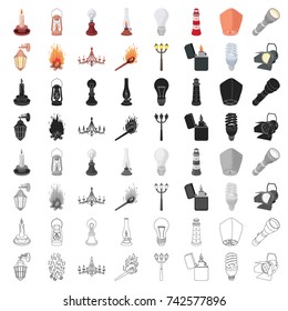 Light source set icons in cartoon style. Big collection light source vector symbol stock illustration