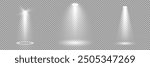 Light sources, concert lighting, spotlights. Concert spotlight with ray illuminated spotlights for web design illustration.