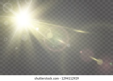 Light sources, concert lighting, spotlights. Concert spotlight with beam, illuminated spotlights for web design illustration.