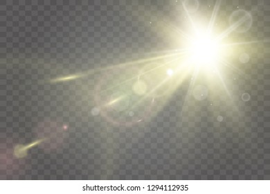 Light sources, concert lighting, spotlights. Concert spotlight with beam, illuminated spotlights for web design illustration.