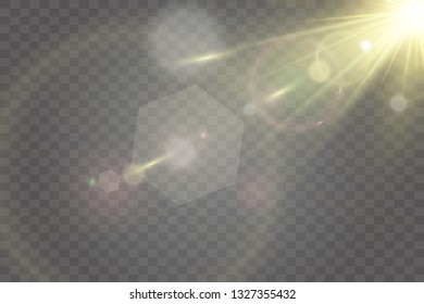 Light sources, concert lighting, spotlights. Concert spotlight with beam, illuminated spotlights for web design illustration.