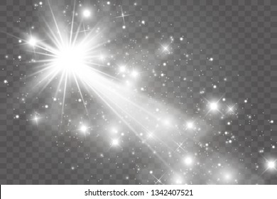 Light sources, concert lighting, spotlights. Concert spotlight with beam, illuminated spotlights for web design illustration.