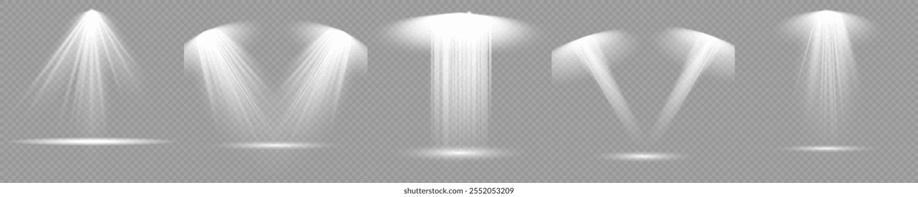 Light sources, concert lighting, spotlights. Concert spotlight with ray illuminated spotlights for web design illustration.
