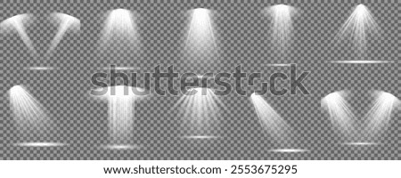 Light sources, concert lighting, spotlights. Concert spotlight with ray illuminated spotlights for web design illustration.
