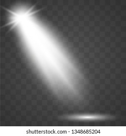 Light sources, concert lighting, stage spotlights. Floodlight  beam, illuminated spotlights for web design and projection studio lights beam concert club show scene illumination.
