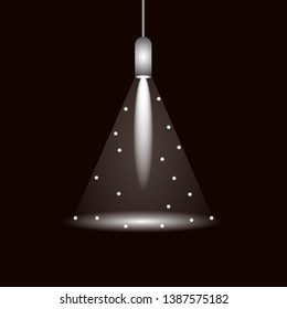 Light sources, concert lighting, stage spotlights. Floodlight beam, illuminated spotlights for web design and projection studio lights beam concert club show scene illumination.