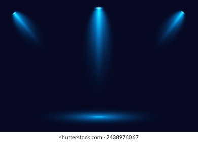 Light Sources, Concert Lighting, Stage Spotlights. Spotlights for web design, projection studio lighting spotlights concert club show scene illumination. Creative vector illustration of bright light.