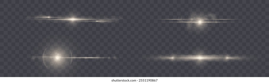 Light sources, concert lighting, stage spotlights. Spotlight glare with the effect of bright flickering light. Vector