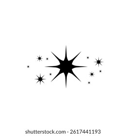 Light spark element in y2k flat design with luxury starburst pattern isolated shape glow flare set figure shine geometric bright twinkle logo sky brush vector minimal art symbol

