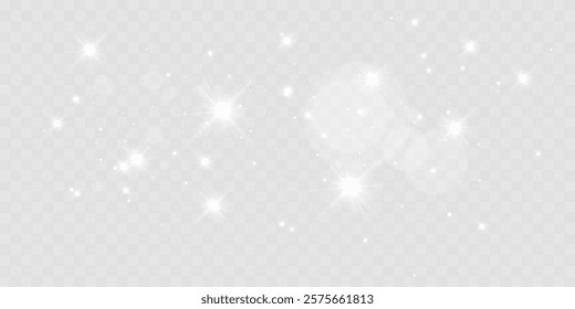 Light sparkle glitter shine glow with transparent glittering light effects, sparkling stars, white bokeh, and shiny glow on a checkered background, perfect for Christmas themes.
